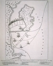Plan der Niederlage der amerikanischen Flotte auf dem Lake Champlain