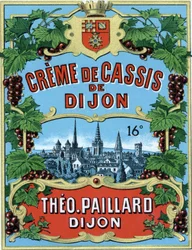 Etikett für Dijon-Schwarze-Johannisbeer-Creme.