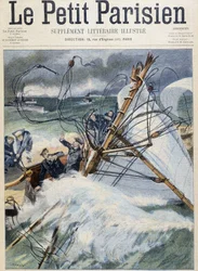 König von England Opfer eines Navigationsunfalls auf der Shamrock II - in Le Petit Parisien, Arts Deco