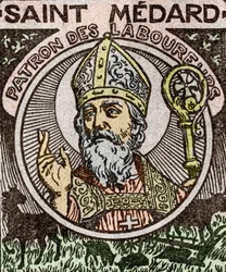 Porträt von Saint Medard, Medardus, Bischof von Noyon, aus 