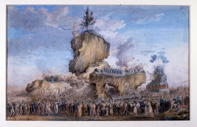 Der Kult des höchsten Wesens, eine Form des Deismus, etabliert von Maximilien Robespierre (Druck)