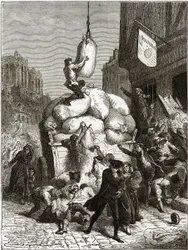 Der Mehlkrieg: Plünderung von Bäckereien in Paris, um 1775 (erste Früchte der Französischen Revolution)