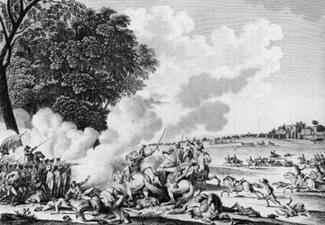 Krieg der Französischen Revolution: Tod des französischen Generals Barthélemy Catherine Joubert (1769-1799), gefallen in der Schlacht von Novi am 28. Thermidor An VII (15. August)