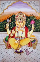 Lord Ganesha Ganpati in Miniaturmalerei auf Papier