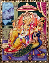 Lord Ganesha Ganpati in Miniaturmalerei auf Papier
