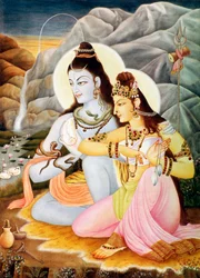 Herr Shiva Shanker Parvati Miniaturmalerei auf Papier
