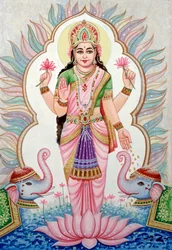 Miniaturmalerei der Göttin Laxmi, Indien