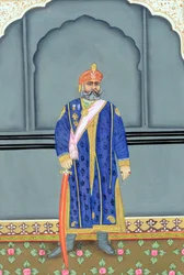 Miniaturmalerei von Maharaja Sawai Madho Singh dem Zweiten, Jaipur