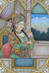 Miniaturmalerei von Mogul-Königin Nurjahan, Indien, Asien