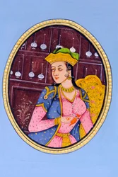 Miniaturmalerei von Königin Mumtaz Mahal, Indien, Asien