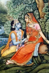 Miniaturmalerei von Radha Krishna, Indien