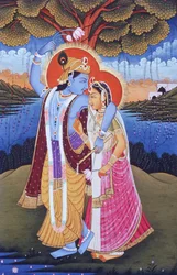 Miniaturmalerei von Radha Krishna, Indien