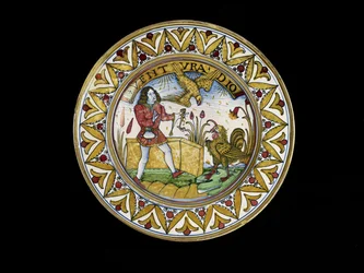 Schale mit einer Szene aus Äsops Fabeln, wahrscheinlich Deruta, ca. 1490-1510