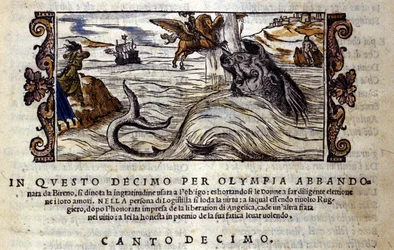 Szene aus dem Rittergedicht „Orlando Furioso“ (Der rasende Roland) von Ludovico Ariosto (1474-1533)