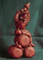 Japanische Kunst: der japanische Gott Daikoku (Daikokuten), Beschützer der Bauern und Gott der Landwirtschaft