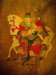 Bote der Hölle mit Pferd, Malerei auf Hanfrolle, Joseon-Periode, Korea. Nationalmuseum Seoul, Republik Korea