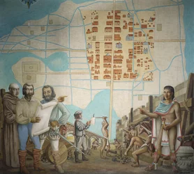 Drei Männer in einer Konstruktion, Mexiko-Stadt, Mexiko