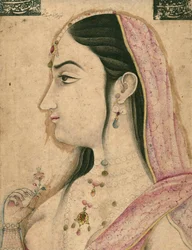 Lal Kunwar, Favoritin des 8. Mogulkaisers Jahandar Shah (gestorben 1125 AH/AD 1713), Mogulminiatur