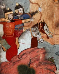 Die Bogenschützen des mongolischen Anführers Tamerlan während der Schlacht von Ankara (Detail)