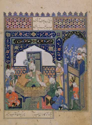 Or.2838 f.20v Timur auf dem Thron in Balkh, Persisch