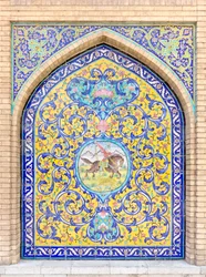 Fliesenarbeiten im Golestan-Palast, Teheran, Iran
