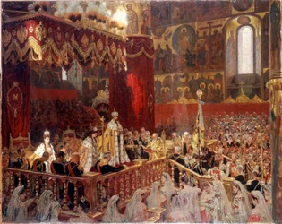 Krönung von Nikolaus II. im Jahr 1896 in der Uspenski-Kathedrale in Moskau