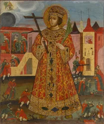 Russische Ikone: Zarewitsch Demetrius mit Mord Szenen