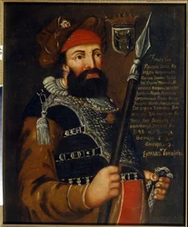 Porträt des Kosakenführers, Eroberers und Erforschers Sibiriens, Jermak Timofejewitsch (geboren zwischen 1532 und 1542-1585).