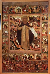 Heiliger Sergius von Radonesch mit Szenen aus seinem Leben