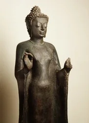 Buddha steigt vom Tavatsima-Himmel herab, Davaravati-Periode