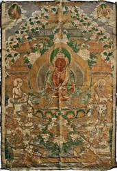 Amitabha (Buddha des Reinen Landes) - Tibetische Malerei, Pigmente und Gold auf Stoff, Ende des 19. Jahrhunderts, 74x51 cm - (Amitayus Buddha Thangka, tibetische Kultur, Pigmente und Gold auf Textil, Ende des 19. Jahrhunderts) - Private Sammlung