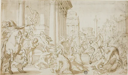 Massaker der Unschuldigen (recto); Figurenskizzen (verso)