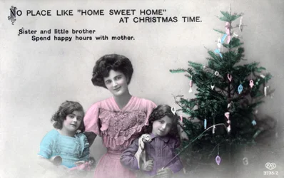 Kein Ort wie Zuhause zu Weihnachten, Grußkarte, ca. 1900-1919