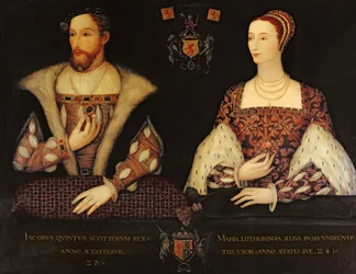 Kopie des Original-Doppelporträts von Marie de Guise (1515-60) und König James V. (1512-42), in Auftrag gegeben von Lord Bute, 1895