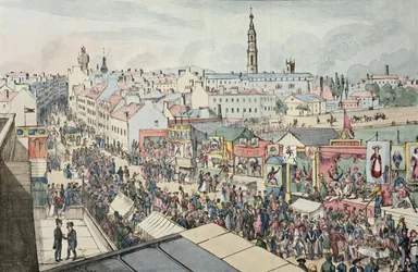 Zeichnung der Glasgow Fair, aus The Glasgow Looking Glass, 1825