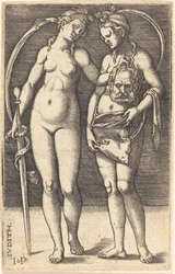 Judith und ihre Dienerin stehend