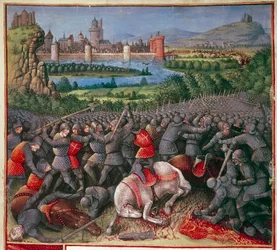 Schlacht während des Ersten Kreuzzugs Volkskreuzzug, 1096-1099, um 1490