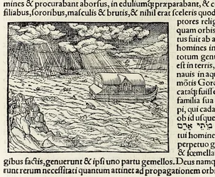 Noahs Arche und die Sintflut, aus der Ausgabe von 1550 der 