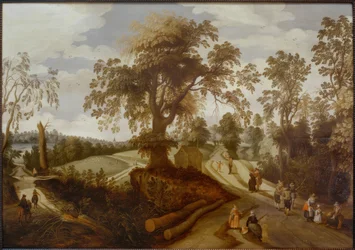 Sommerliche Landschaft mit Spaziergängern