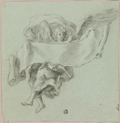 Engel mit Putti, die ein Objekt tragen