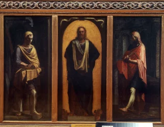 Christus mit zwei Heiligen