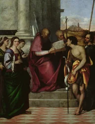 St. Johannes Chrysostomos mit den Heiligen Paulus, Liberalis, Johannes der Täufer, Cäcilia, Katharina und Maria Magdalena, 1509