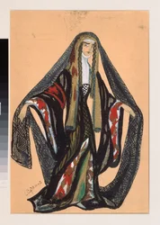 Kostümentwurf für das Theaterstück "Der Triumph der Staaten" von A. Bobrishchev-Pushkin