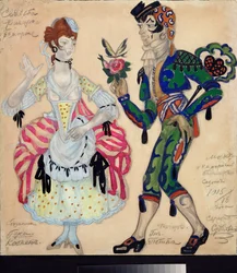 Kostümentwürfe für das Theaterstück "Die Hochzeit des Figaro" von Beaumarchais