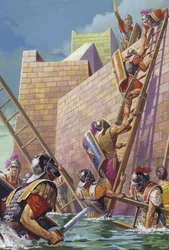 General Scipio findet einen Weg in die scheinbar uneinnehmbare Festung von Carthago Nova in Spanien