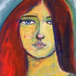 Ruhige Rothaarige Frau