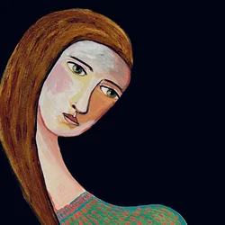 Ruhiger Blick der Frau