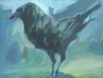 Grüne Krähe beim Gehen, 2024