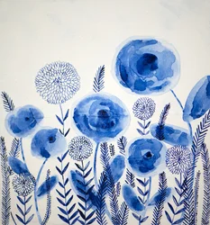 Indigoblaue Aquarellblüten