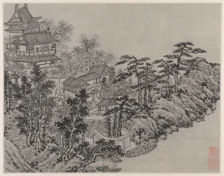 Zwölf Ansichten des Tigerhügels, Suzhou: Wolkenkletterpavillon, nach 1490